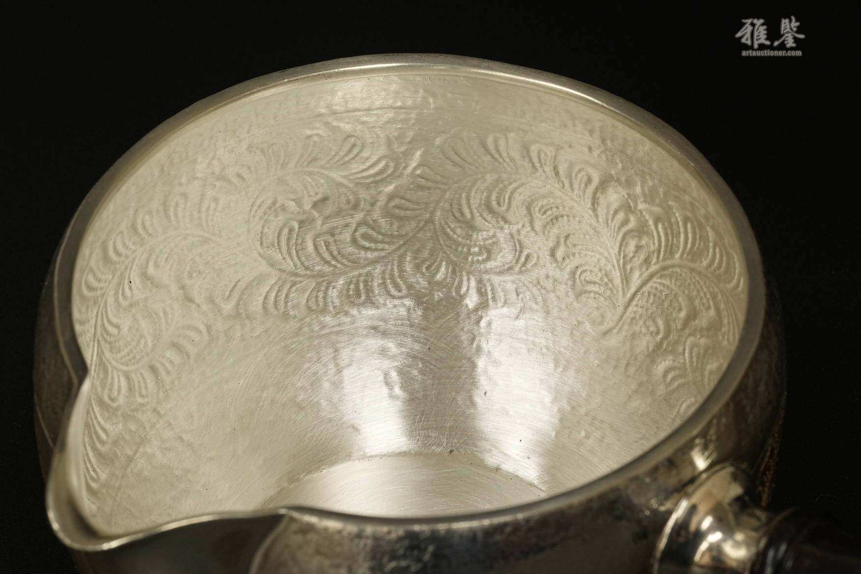 纯银 净益造 唐草纹急须